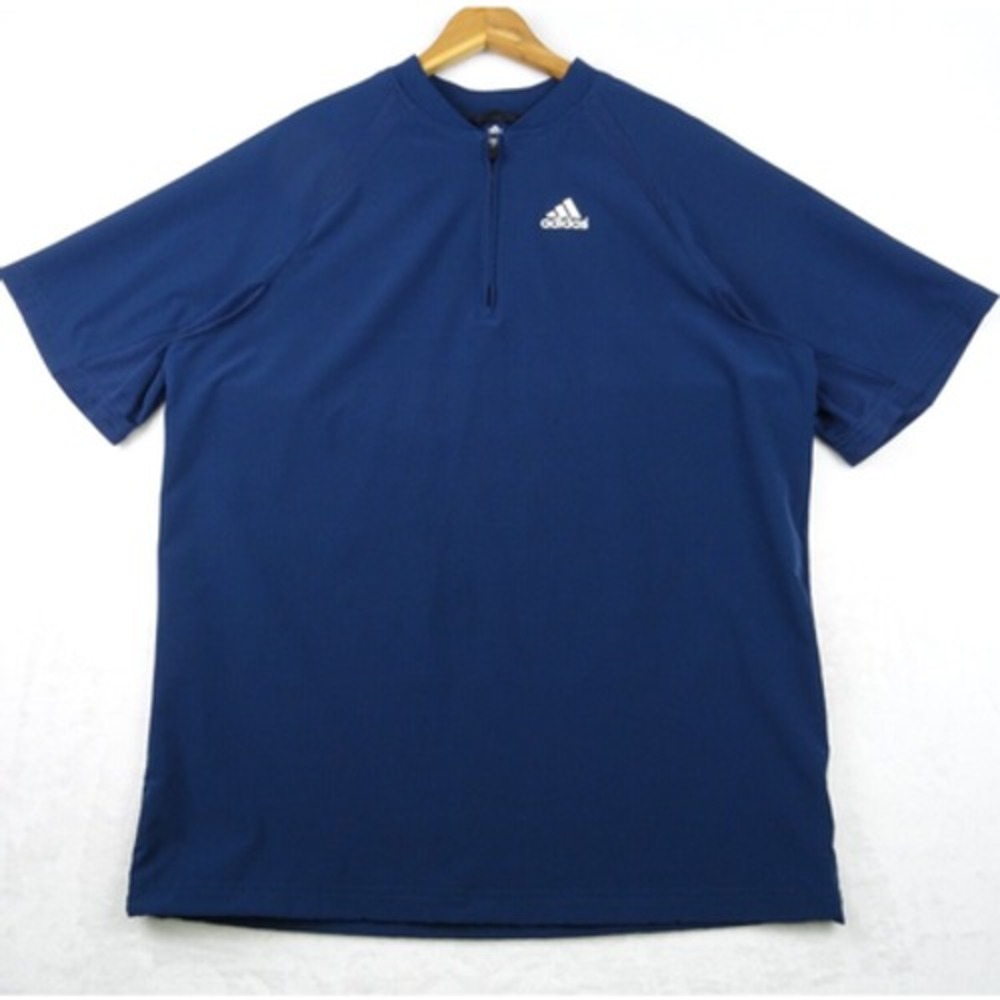 Adidas Mens Jacket Size Small Blue Batting Triple Stripe Short Sleeve Pullover